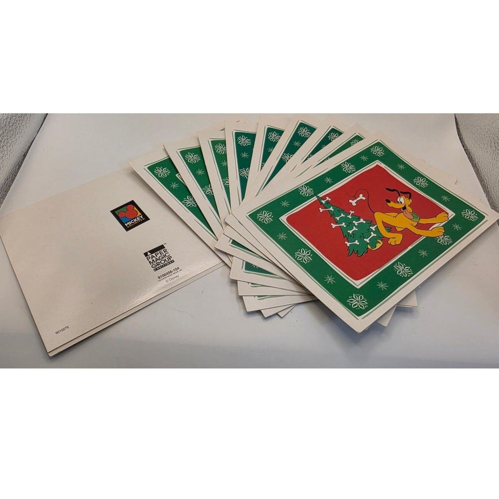 11 Vintage 1990s Disney Pluto Christmas Cards Paper Magic Group Mickey Unlimited